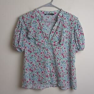 Zara Button Down Cottagecore Top Women's Size Large